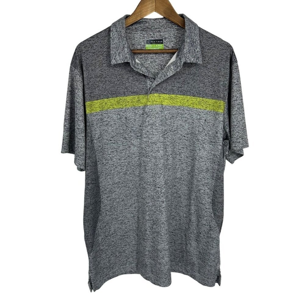 PGA TOUR Mens Gray Short Sleeve Collared Polo Shirt Size XL